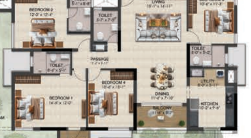 Solitaire floor plan 4bhk 2127 Sqft