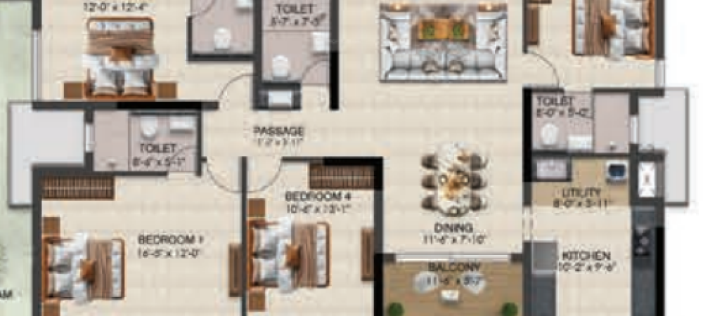 Solitaire floor plan 4bhk 2127 Sqft