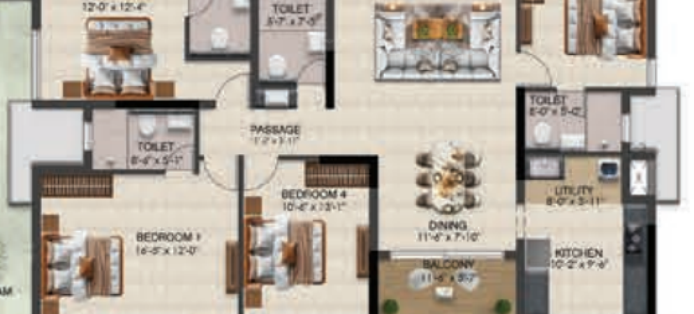 Solitaire floor plan 4bhk 2127 Sqft