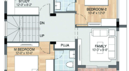 podigai floor plan 3 bhk 1742 Sqft