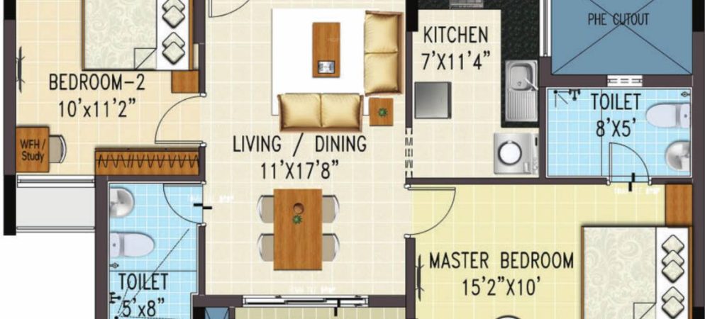 prosper floor plan 2bhk 1011 Sqft