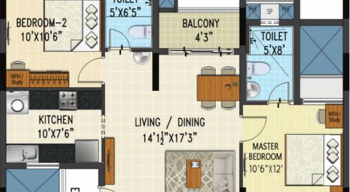prosper floor plan 2bhk 1063 Sqft