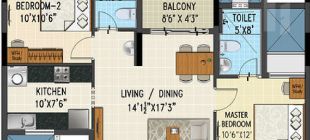 prosper floor plan 2bhk 1073 Sqft
