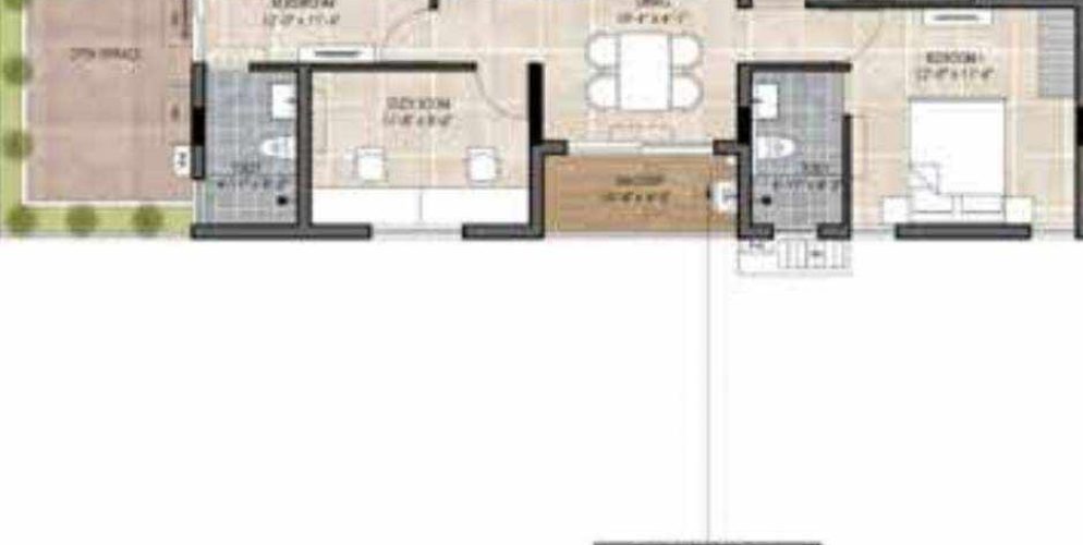 the edge floor plan 2bhk 1197 Sqft