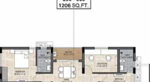 the edge floor plan 2bhk 1206 Sqft