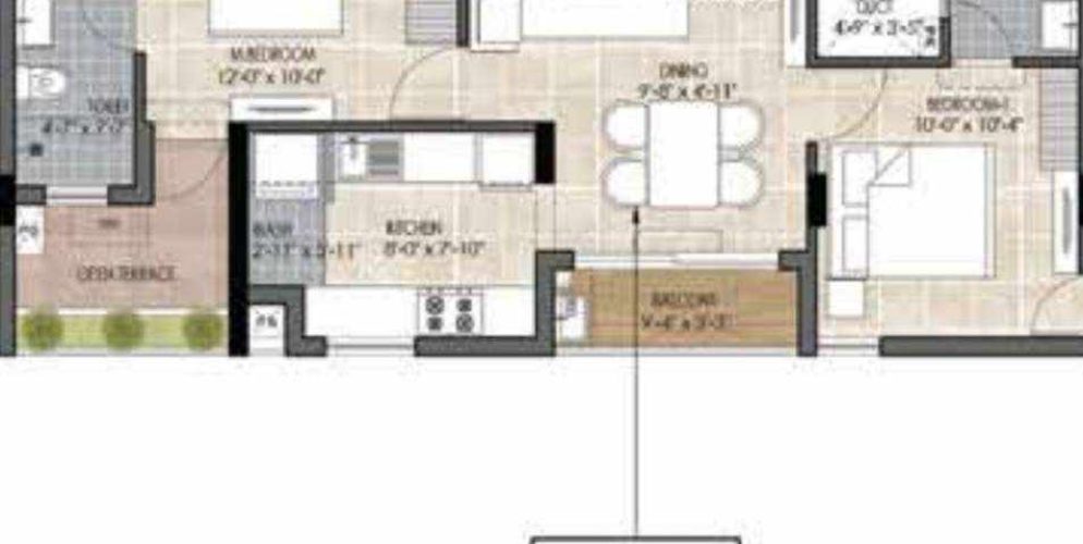 the edge floor plan 2bhk 876 Sqft