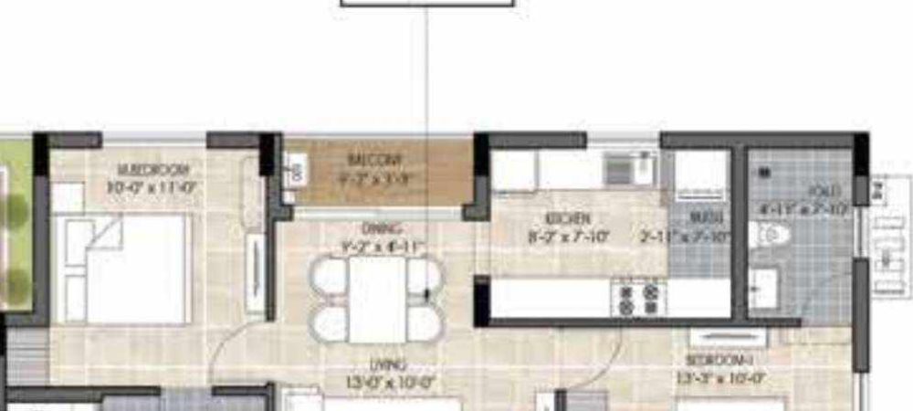 the edge floor plan 2bhk 895 Sqft