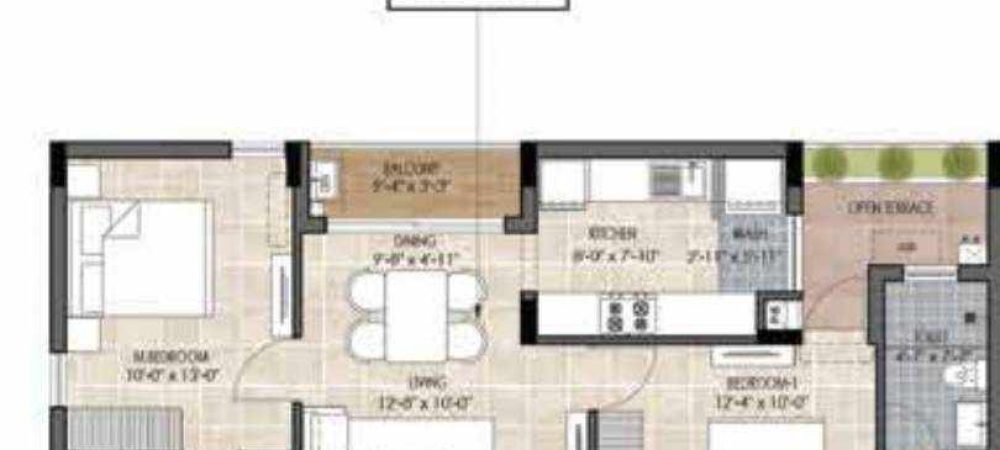 the edge floor plan 2bhk 912 Sqft