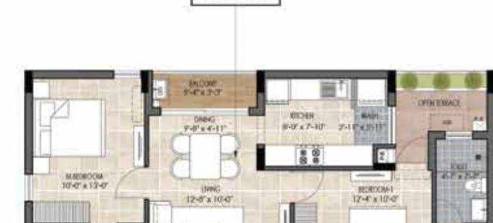 the edge floor plan 2bhk 912 Sqft