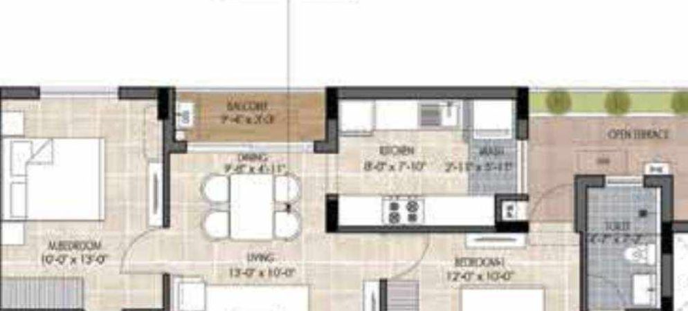 the edge floor plan 2bhk 918 Sqft