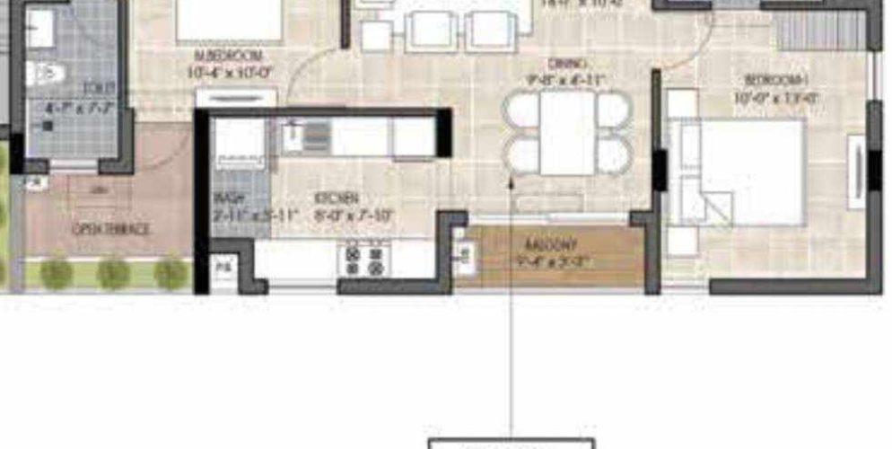 the edge floor plan 2bhk 925 Sqft