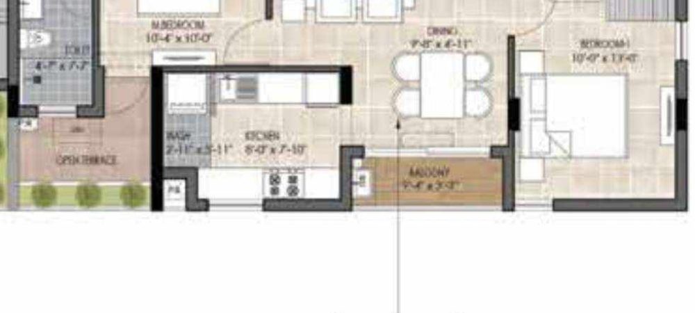 the edge floor plan 2bhk 925 Sqft
