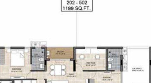 the edge floor plan 3bhk 1199 Sqft