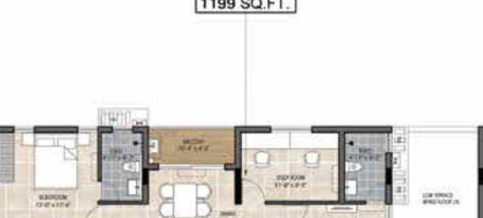 the edge floor plan 3bhk 1199 Sqft
